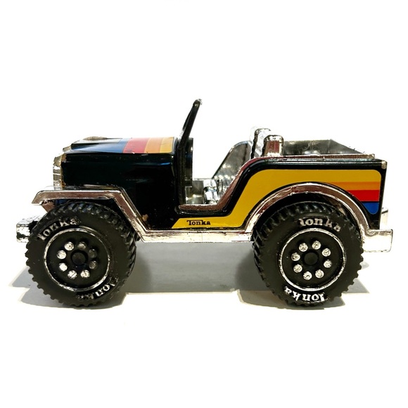 Vintage 1979 Tonka Jeep Truck Toy Car Black Silver Blue Red Yellow Stripes Buggy - Picture 2 of 12
